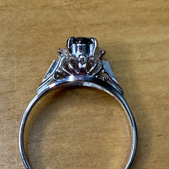 Platinum Sapphire & Diamond Cocktail Ring Size 5 Total Carat Weight 0.38 - Picture 9 of 16
